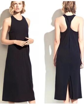 Vince black pima cotton racerback twist tank midi dress NWT SZ S